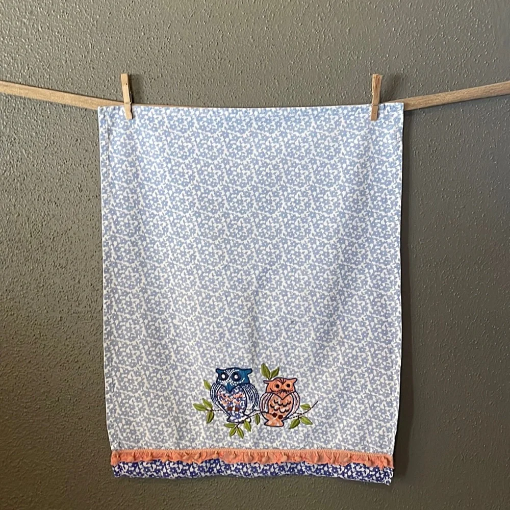 Sur la Table Floral Owls Kitchen Towel